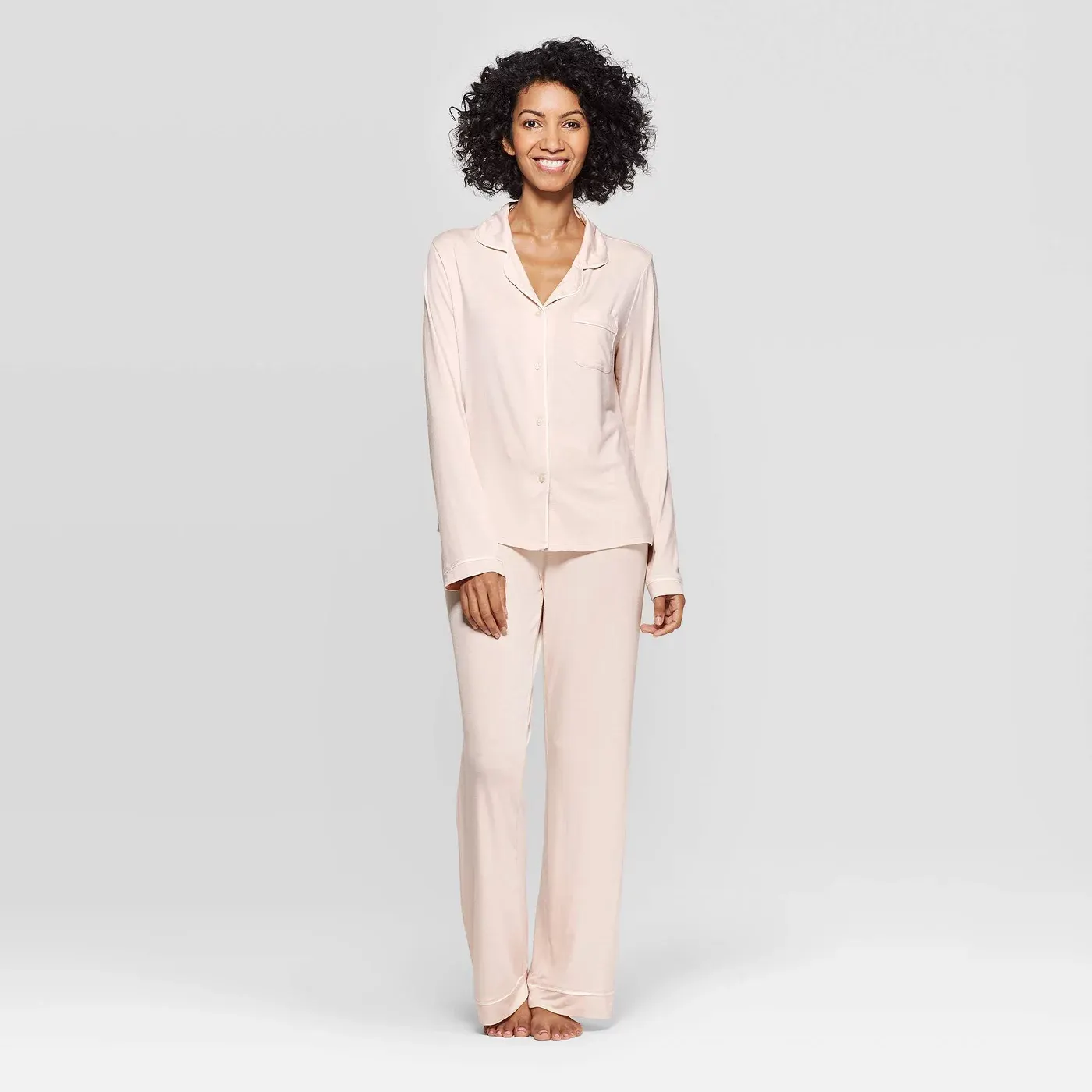 Women's Beautifully Soft Notch Collar Pant Pajama Set - Stars Above™ Navy - image 1 of 2